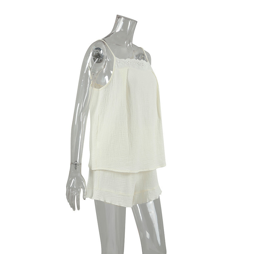 Dame afslappet shorts jumpsuit med spids og elastisk liv Stilla