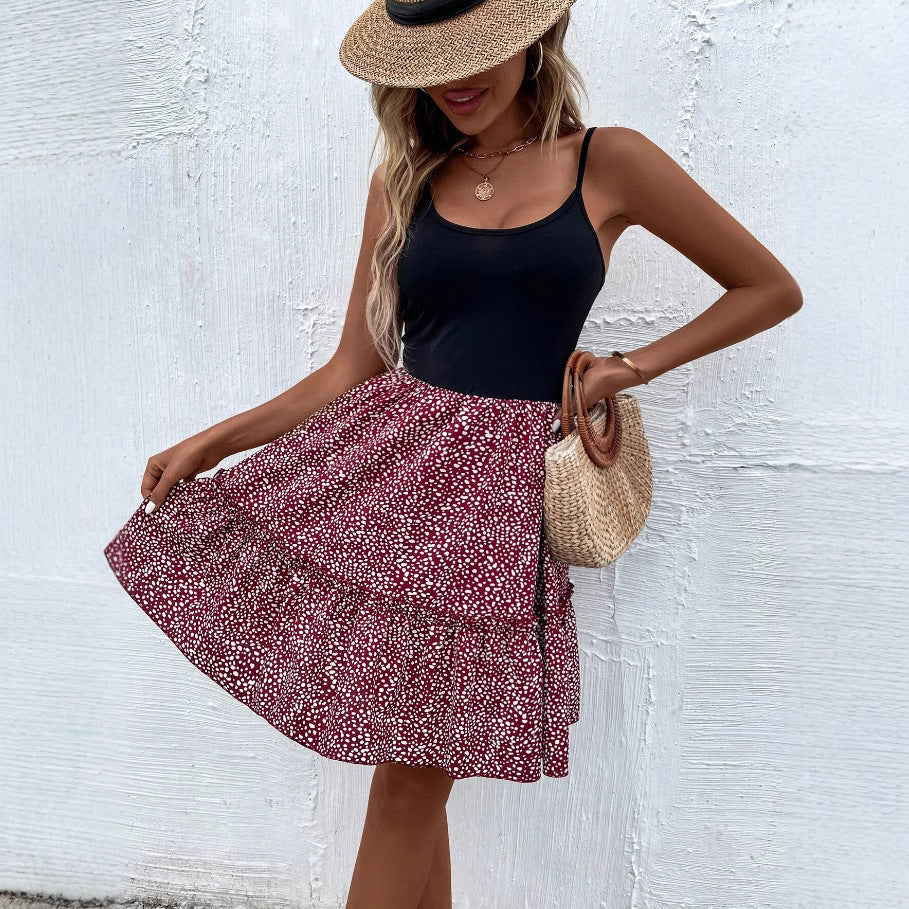 Dame A-linje Blomster Swing Kjole med Spaghetti Stropper Stilla