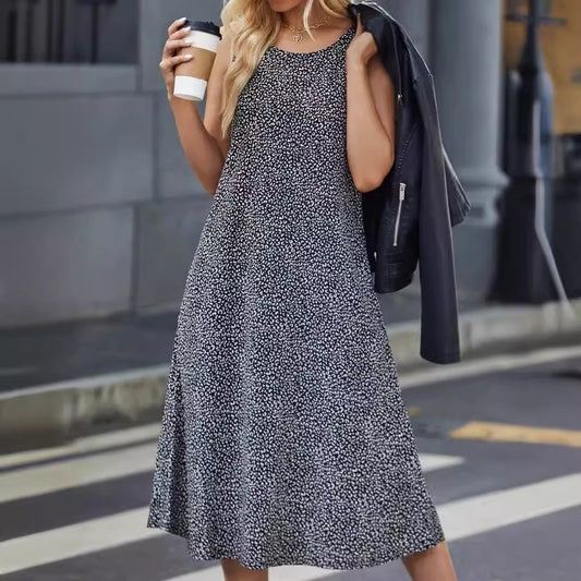 Dame afslappet maxikjole med blomstermønster og praktiske lommer Stilla