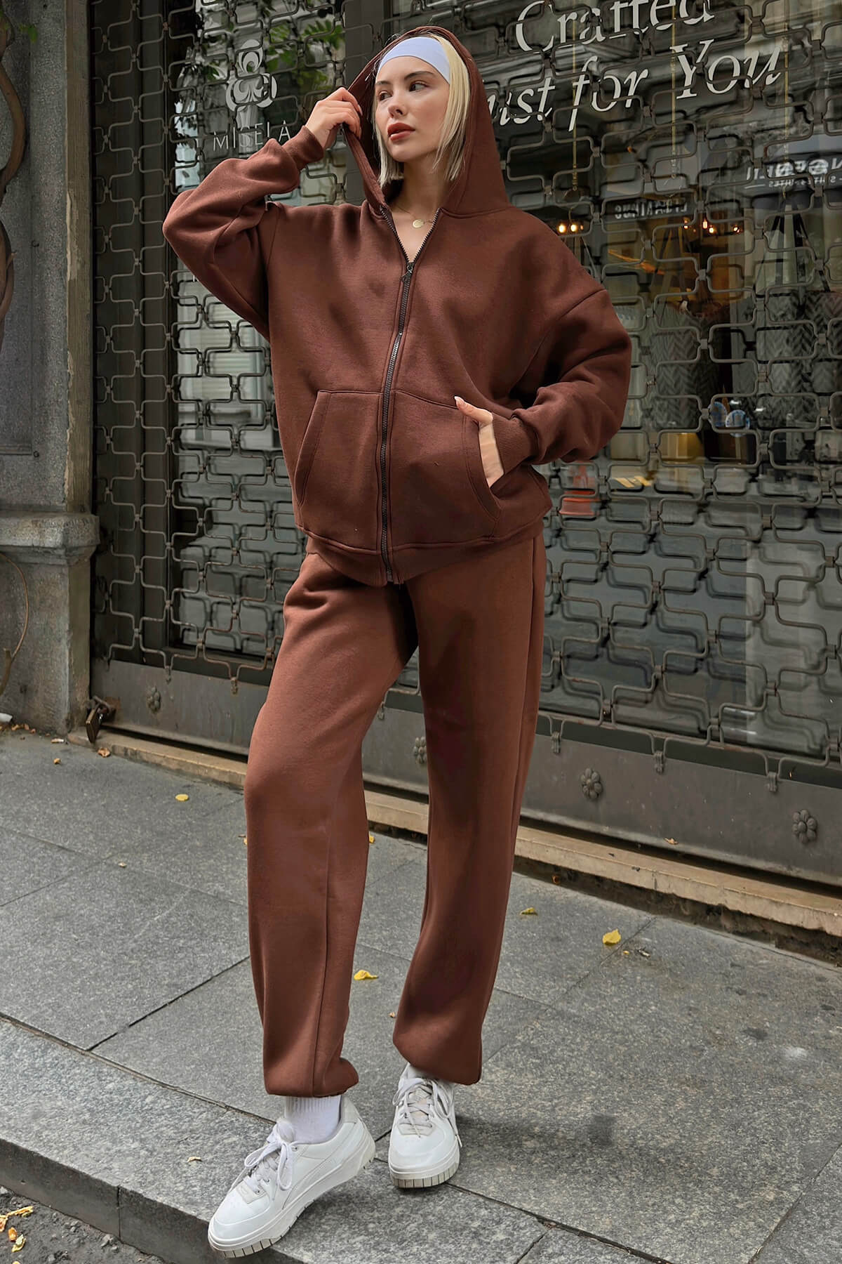 Dame afslappet Hoodie- og joggingbukse-sæt Stilla