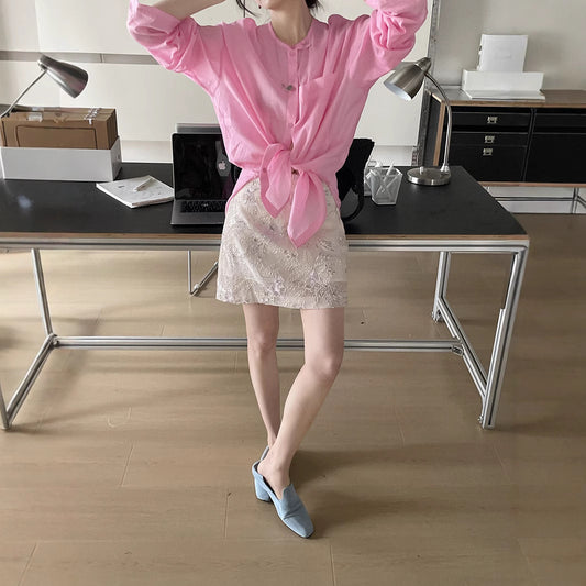 Dame afslappet bluse med linlook Stilla