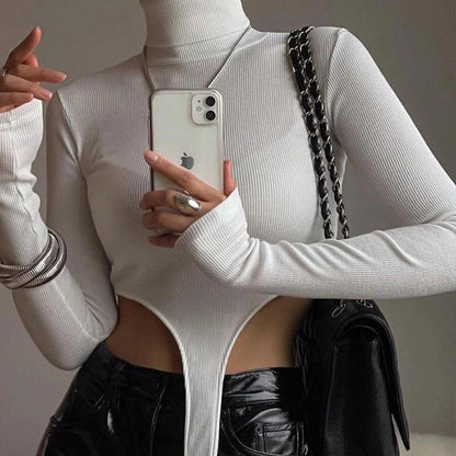 Dame Langærmet Bodysuit med kreativ Cut-Out-Design Stilla