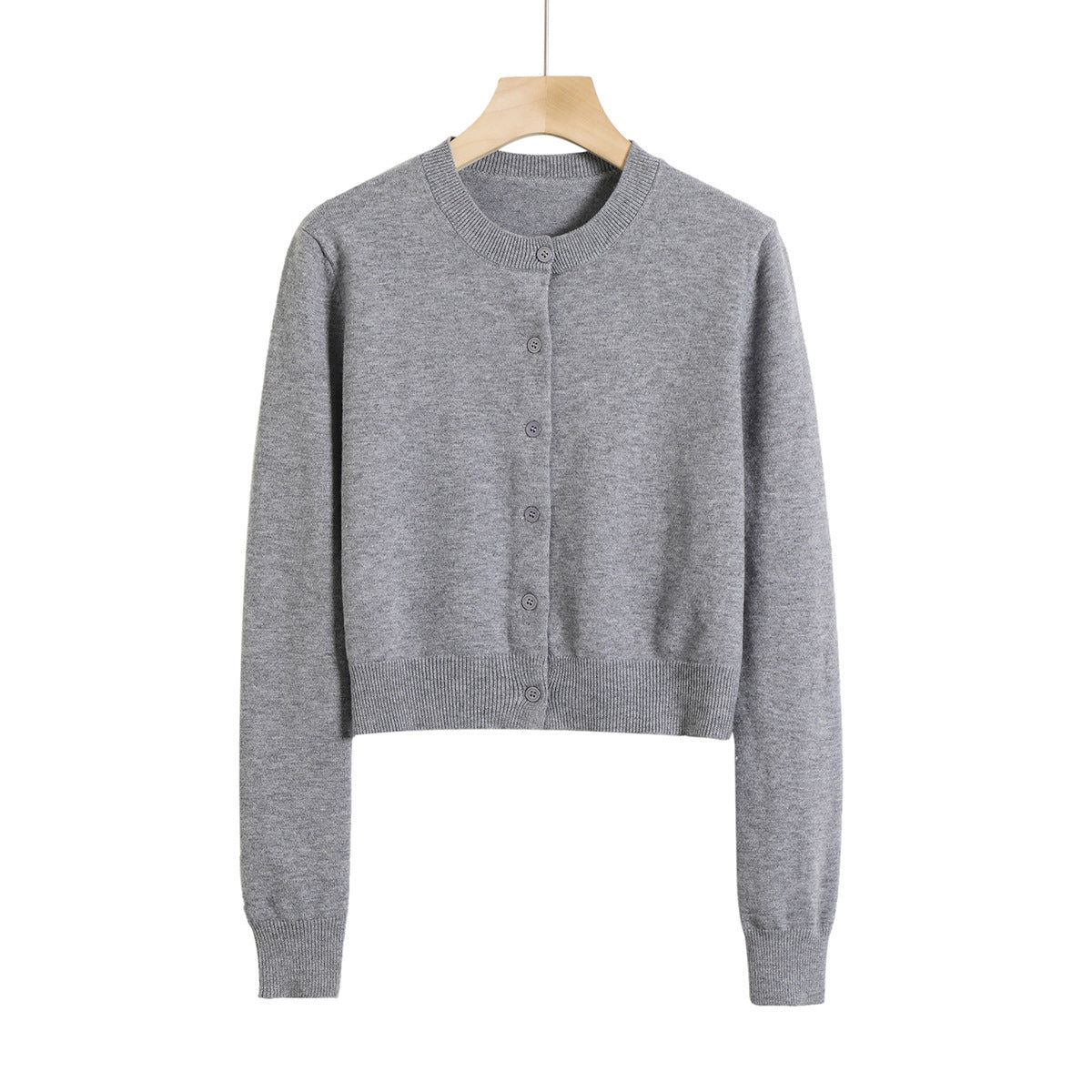 Dame Cropped Strikjakke med elegant knaplukning og blødt materiale Stilla