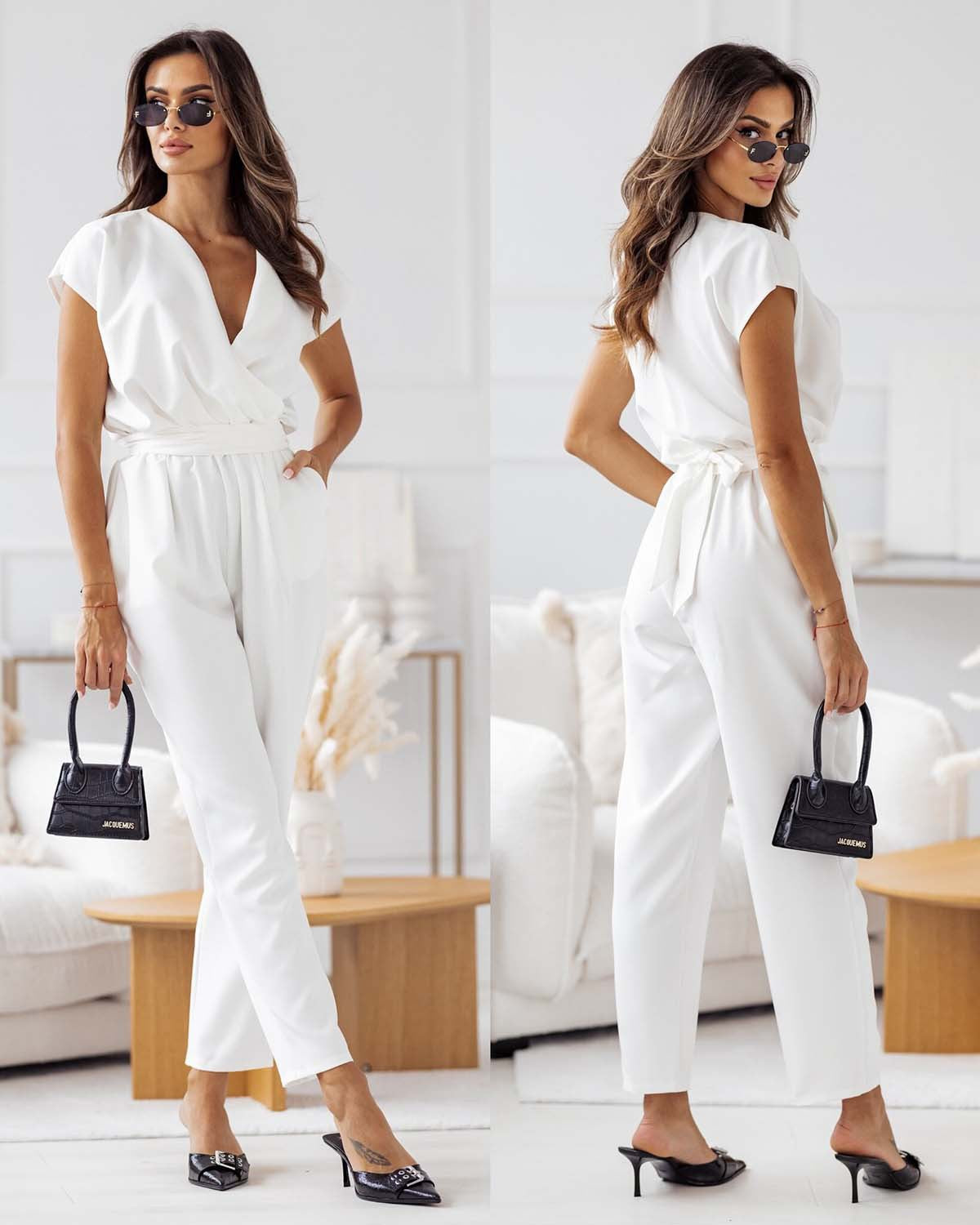 Dame jumpsuit med elegant indpakningsdesign og flydende snit Stilla