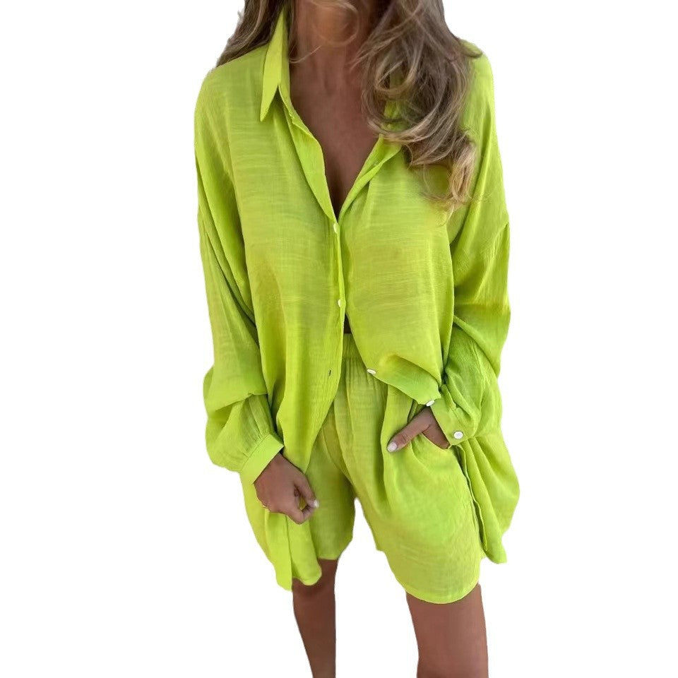 Dame afslappet skjorte kjole med langærmet og knapdetalje Stilla