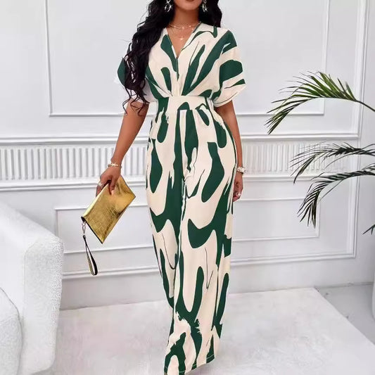 Dame Elegant Jumpsuit med dyb V-udskæring og moderigtigt snit Stilla