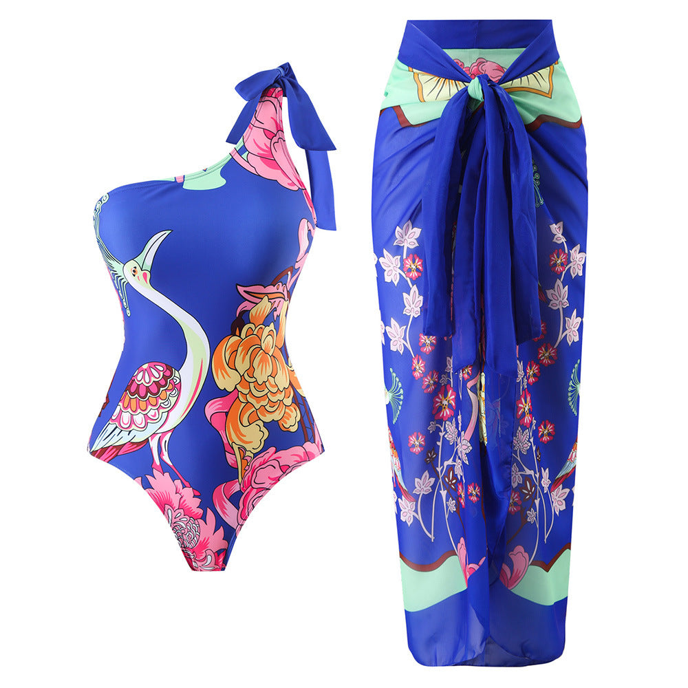 Dame eenstykke badedragt med passende indpakningsskørt Stilla