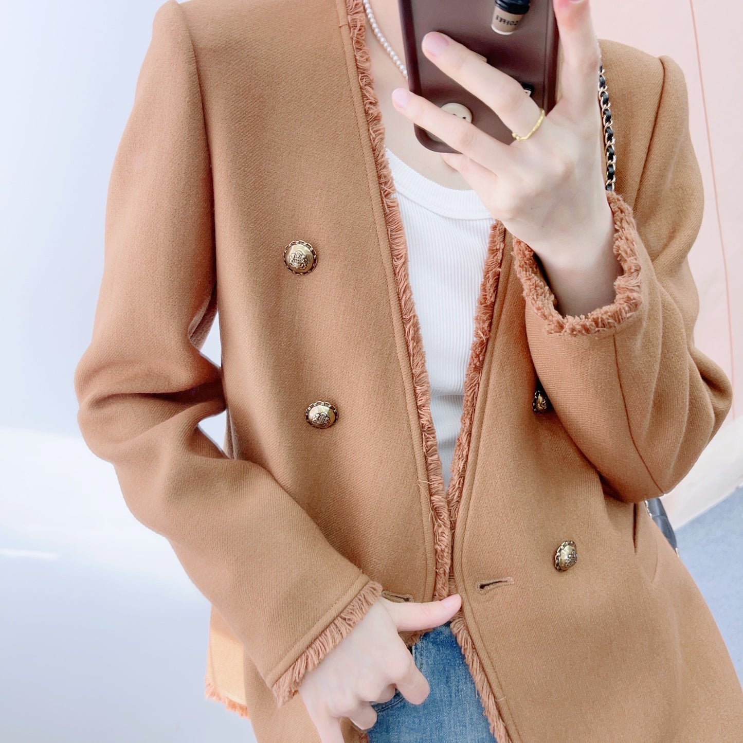 Dame Elegant Blazer med frynser og dobbeltknap lukning Stilla