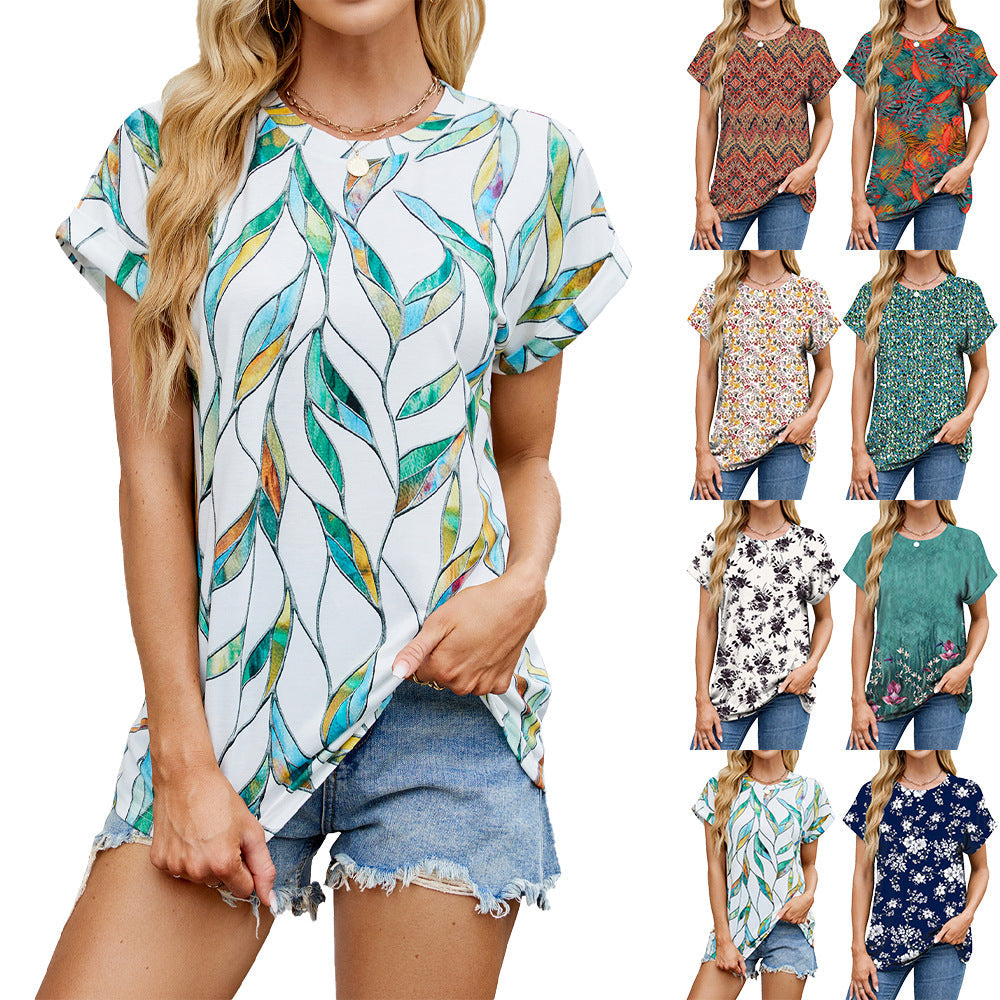 Stilla | Casual Rund Hals Loose Kort Ærme T-Shirt
