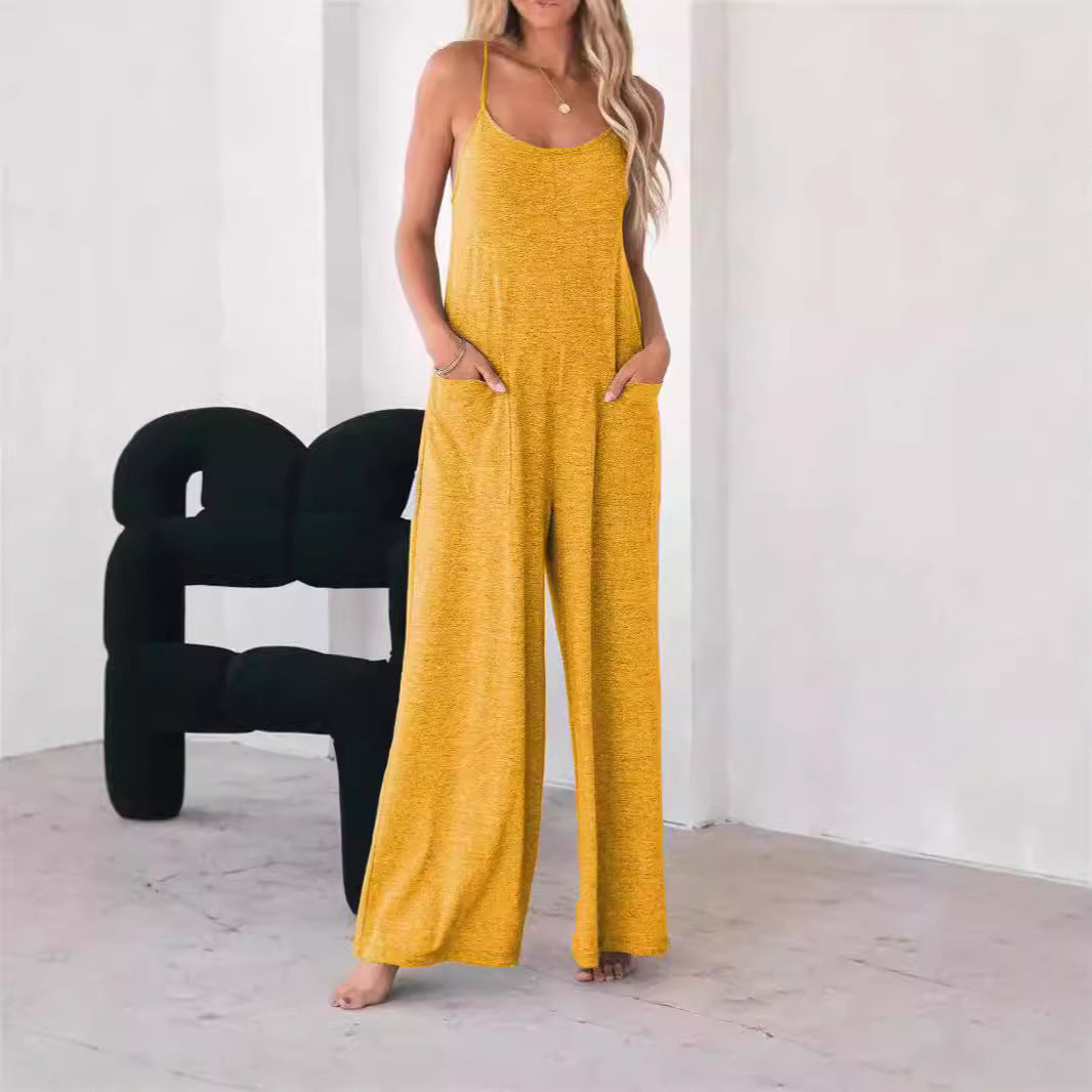 Dame Løs Jumpsuit med bredt skåret ben og praktiske lommer Stilla