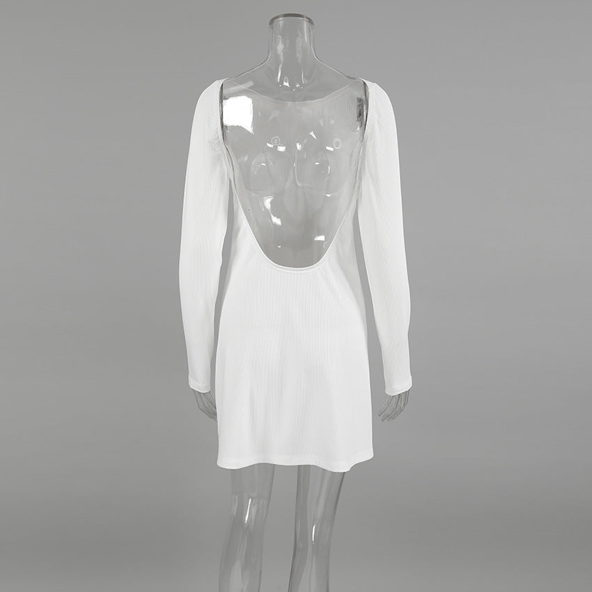 Dame afslappet langærmet kjole lavet af struktureret materiale Stilla