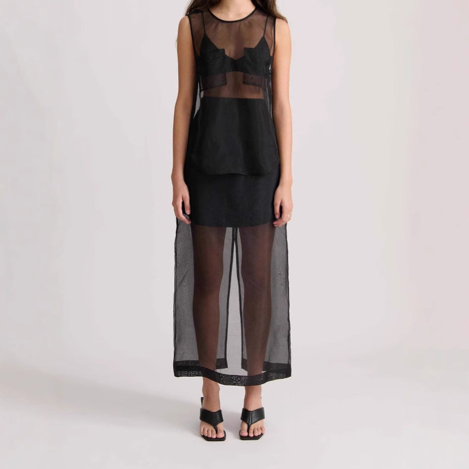 Dame elegant gennemsigtigt maxiklæde Stilla