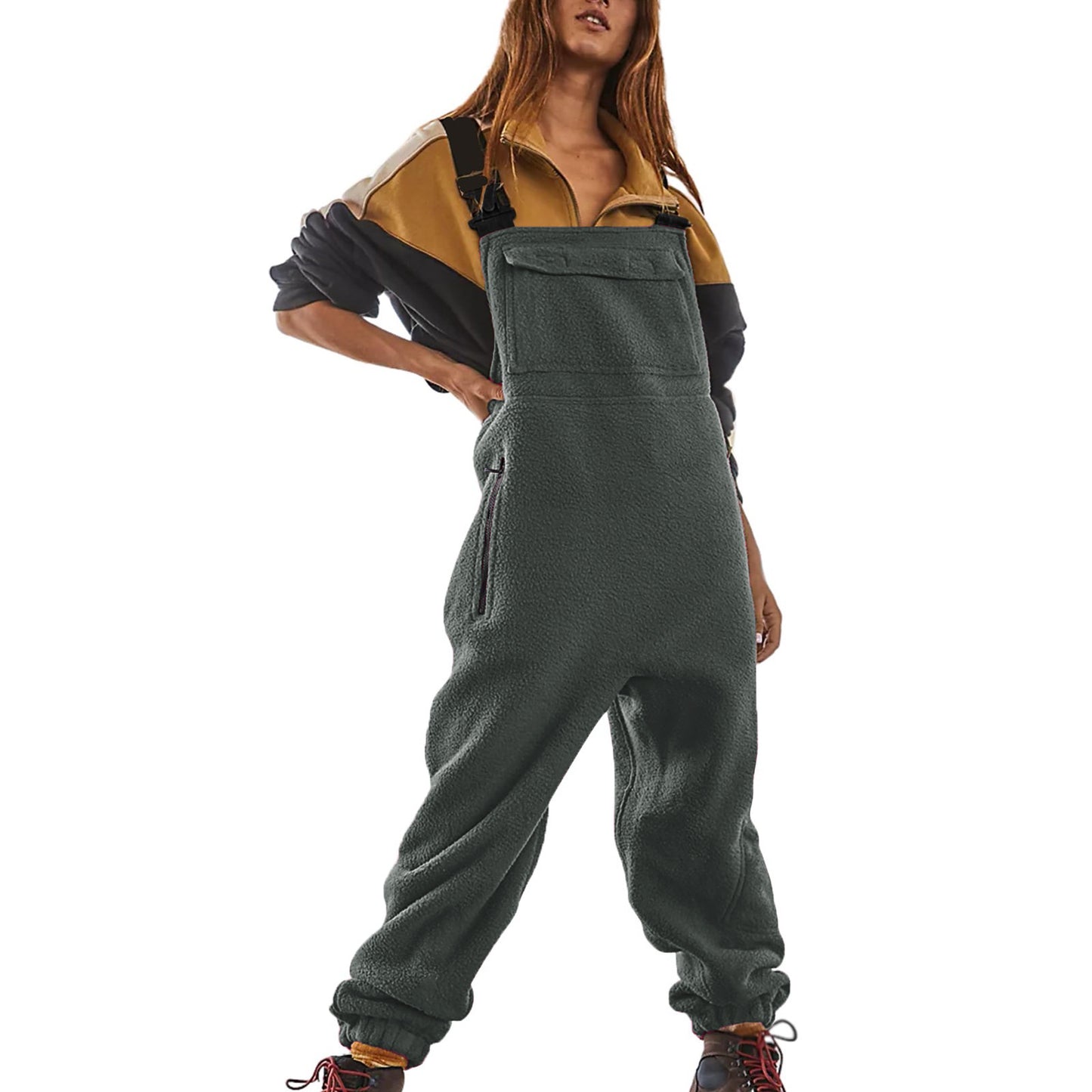 Dame Casual Fleece Jumpsuit med sidelommer Stilla