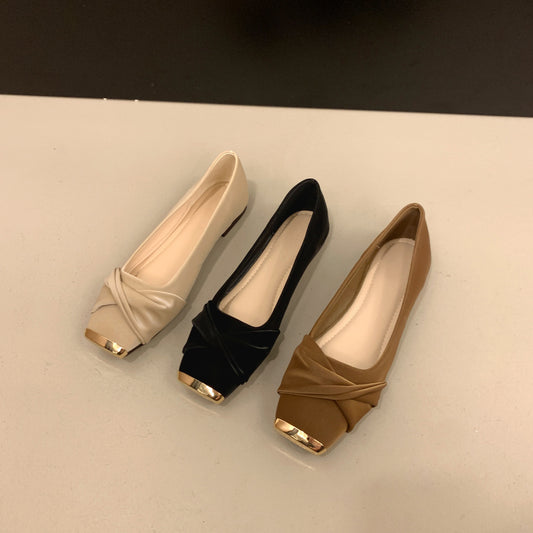 Dame Elegant Blokhæls Ballerinas med dekorativ knude Stilla