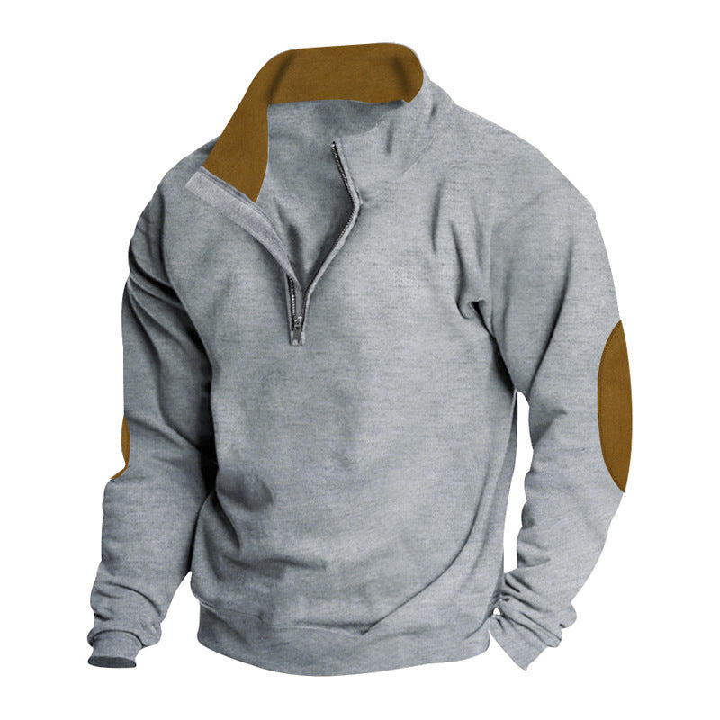 Herrer sportpullover med halv lynlås og kontrastdetaljer Stilla