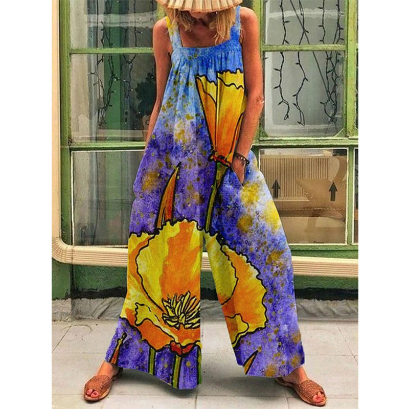 Dame bredt skåret sommer-jumpsuit med raffineret farvegradient Stilla