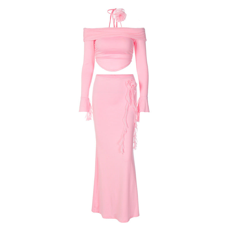 Dame Elegant Cut-Out Aftenkjole med off-shoulder Design Stilla