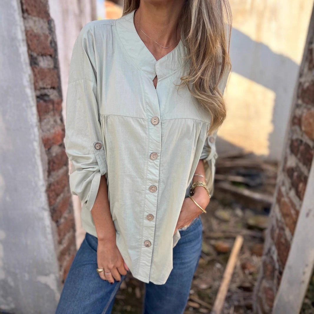 Dame afslappet bluse med knapdetaljer Stilla