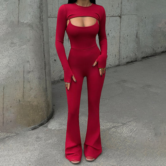 Dame Figurformende Jumpsuit med Cut-Out-detalje og stilfuldt langærmet design Stilla