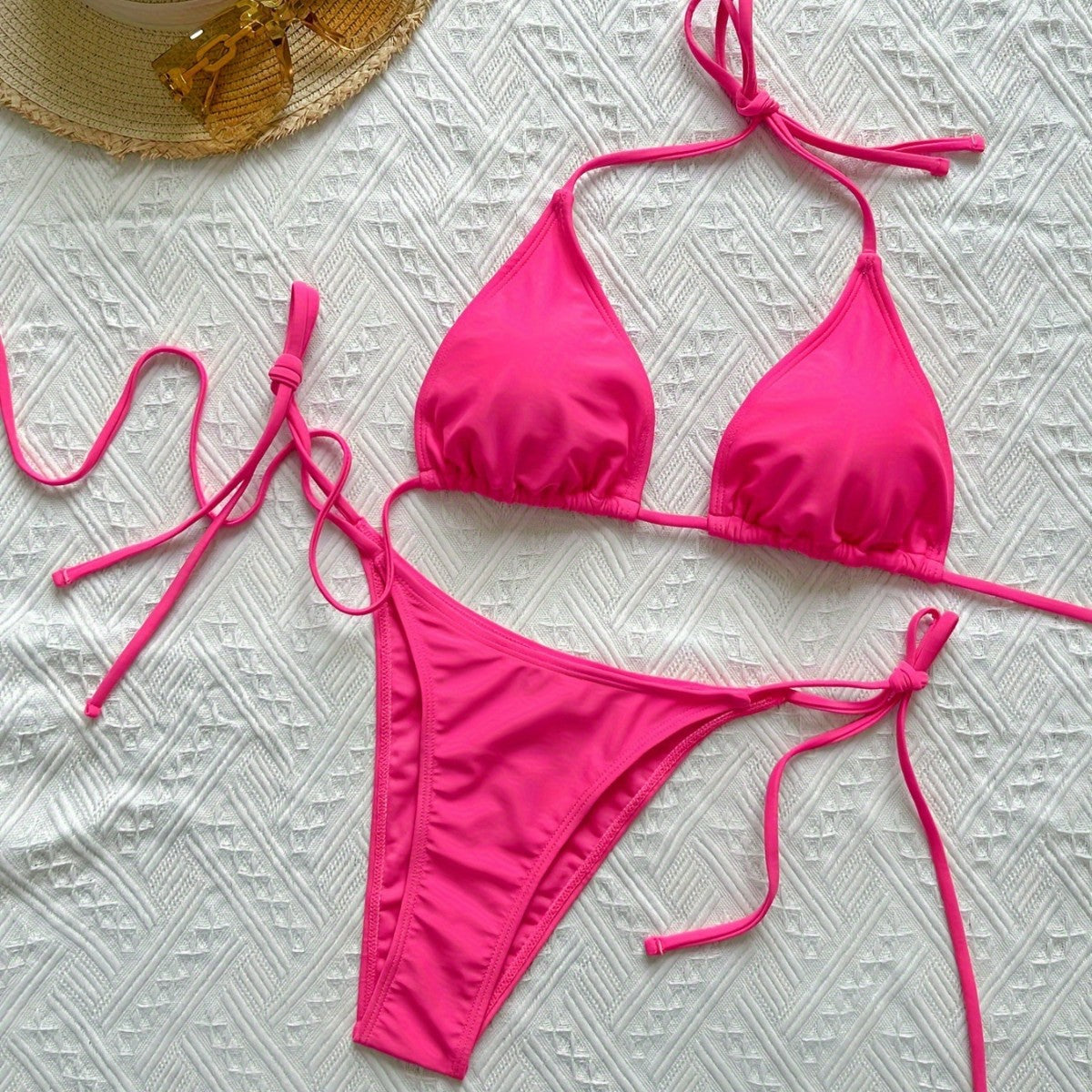 Dame Cropped T-Shirt og Bikini-sæt med moderigtigt knudedetalje Stilla