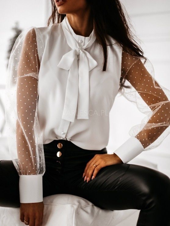 Dame elegant gennemsigtig ærme bluse Stilla