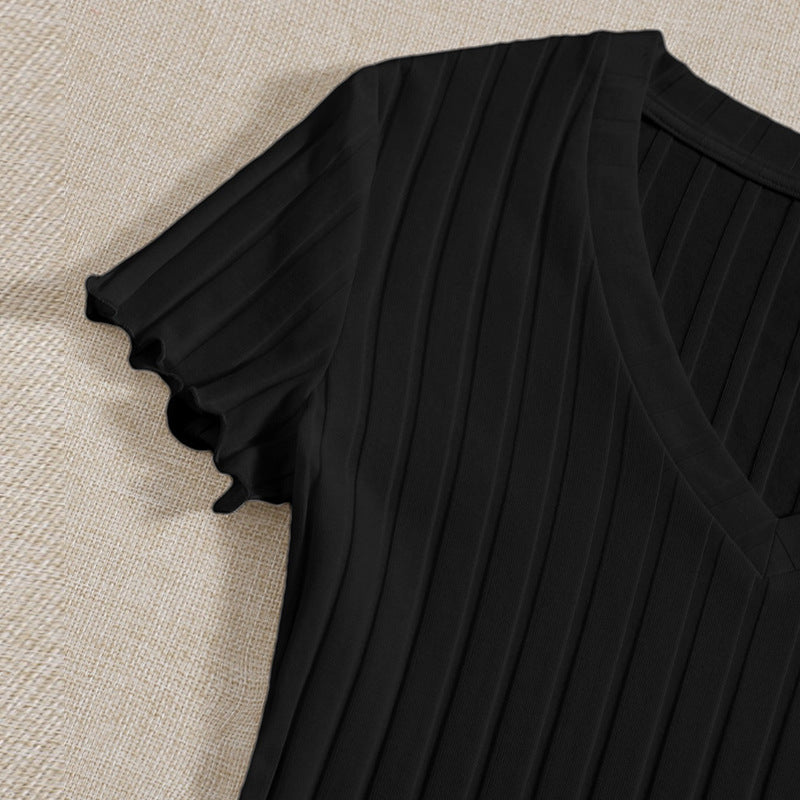 Dame bodysuit med V-udskæring og ribstrik Stilla