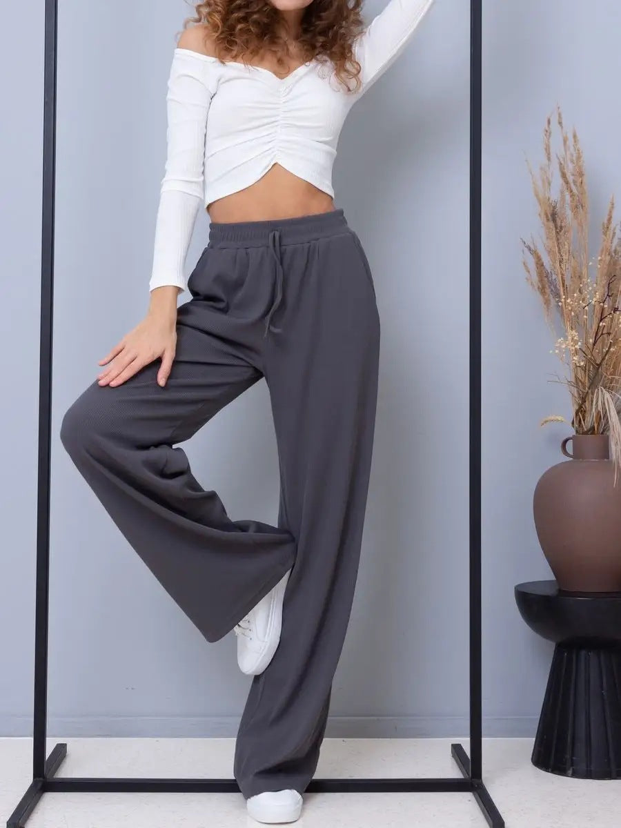 Dame afslappet komfortbukser med elastisk talje og praktiske lommer Stilla