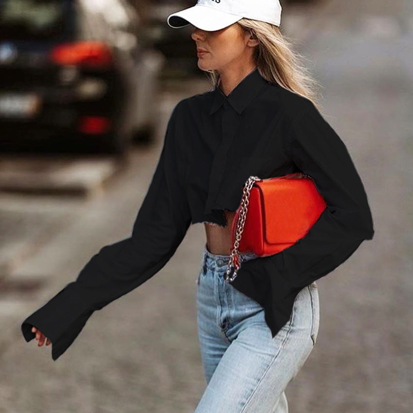 Dame Cropped Skjorte med voluminøse ærmer og moderne snit Stilla