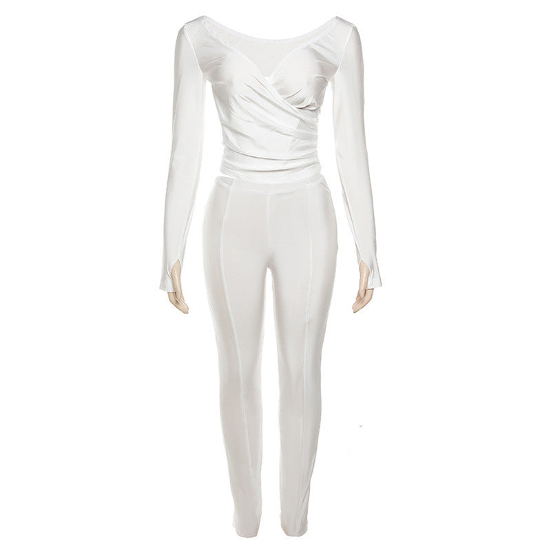 Dame Elegant Bodysuit med indviklet design og lange ærmer Stilla