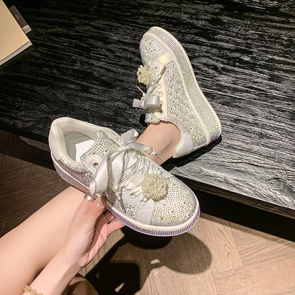 Dame Glitrende Sneakers med Perleapplikation Stilla