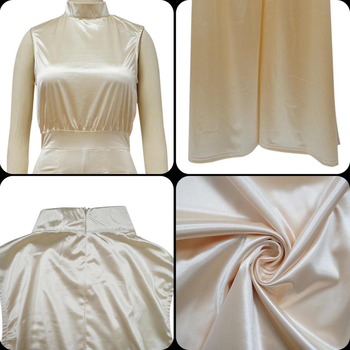 Dame Elegant Jumpsuit med højhalset overdel og bredt ben Stilla