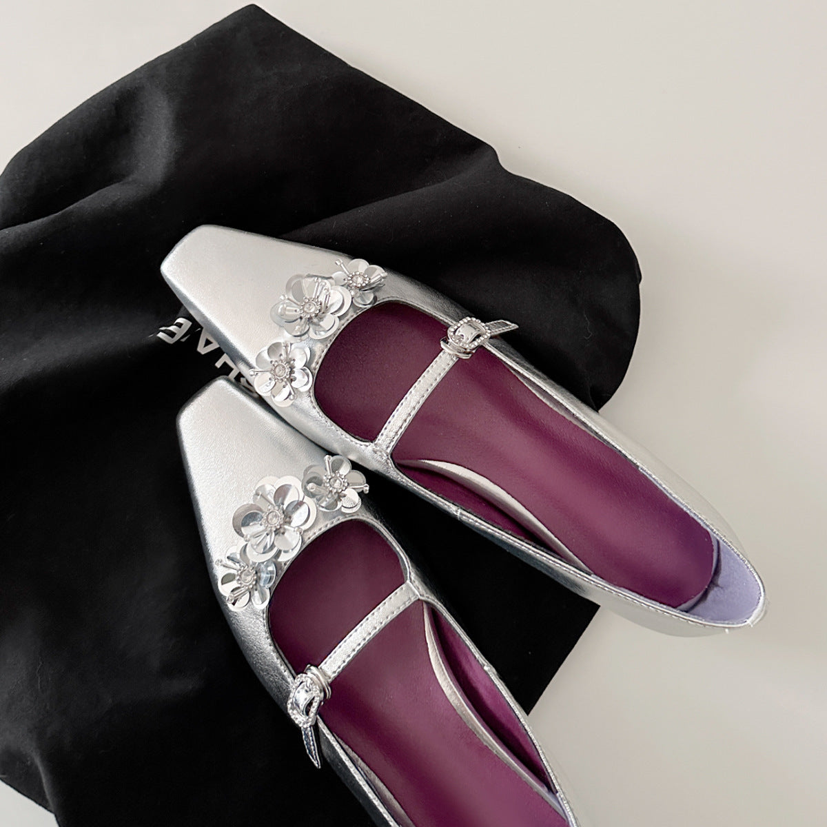 Dame Elegant Flad Mary Jane Sko med Blomsterdekoration Stilla