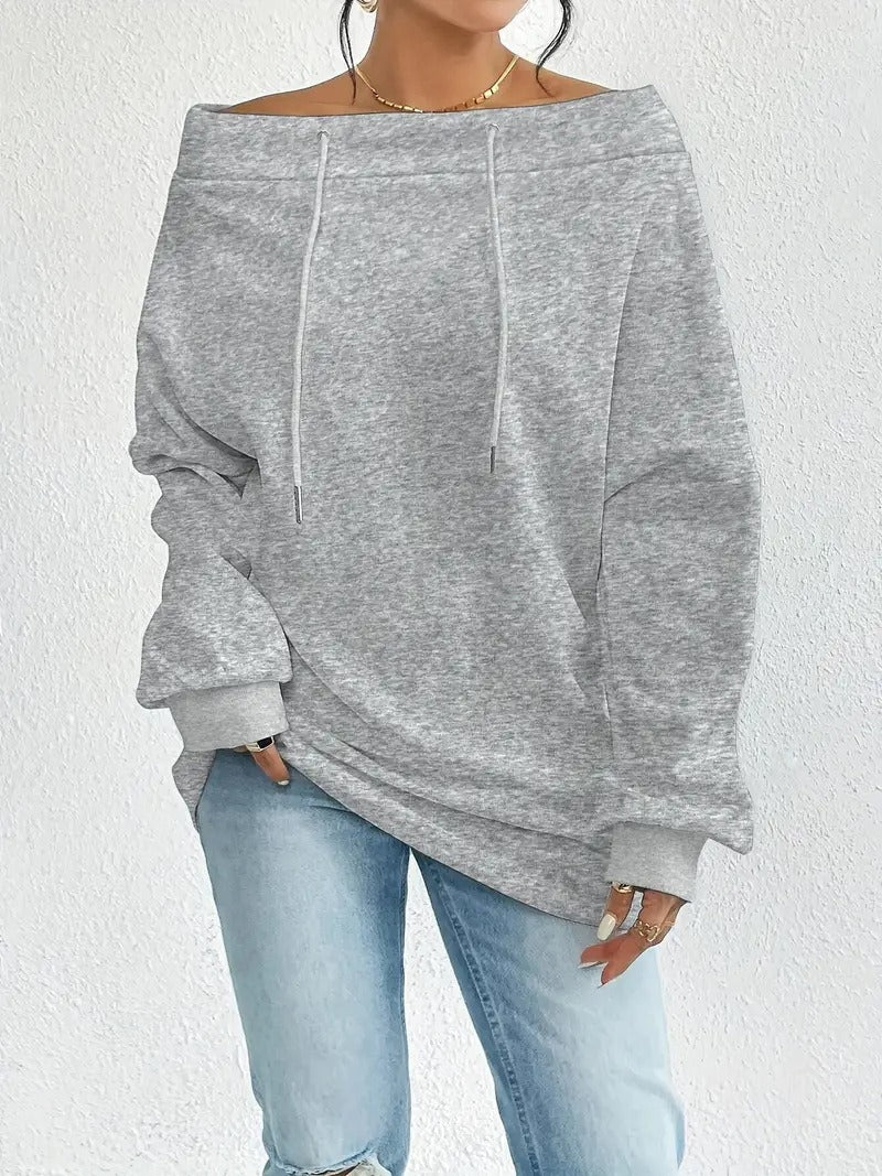 Dame Oversized Hoodie med åben skulder og afslappet snit Stilla