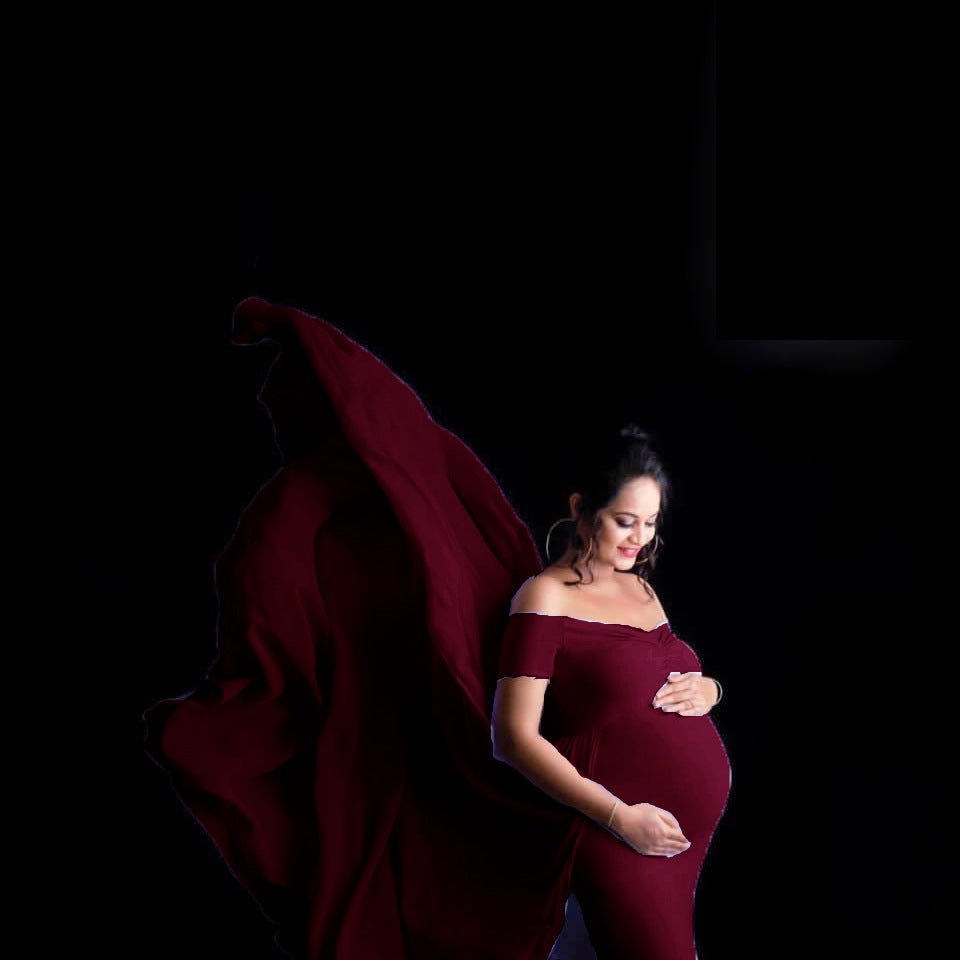 Dame Elegant Graviditets Wrap Kjole Stilla