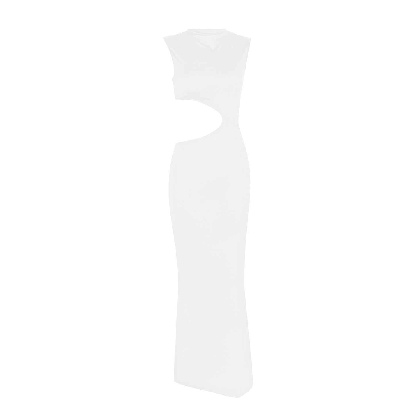 Dame elegant figurtilpasset maxikjole med asymmetrisk cut-out Stilla