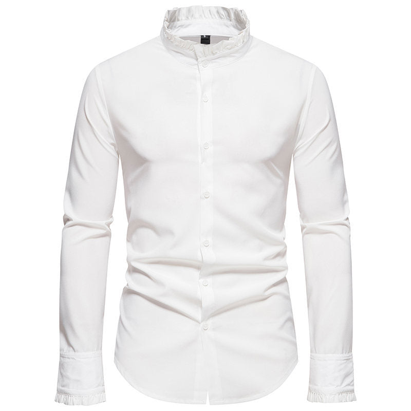 Herrer Elegant Mandarin Krave Dress Shirt Stilla