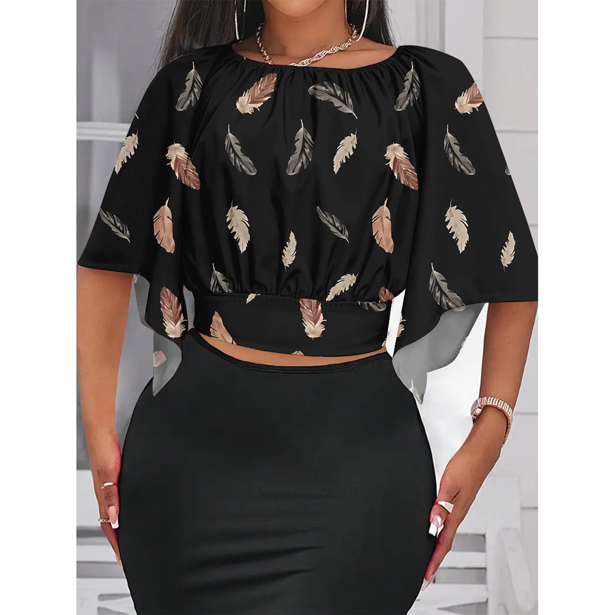 Dame Elegant cropped top med svajende ærmer Stilla