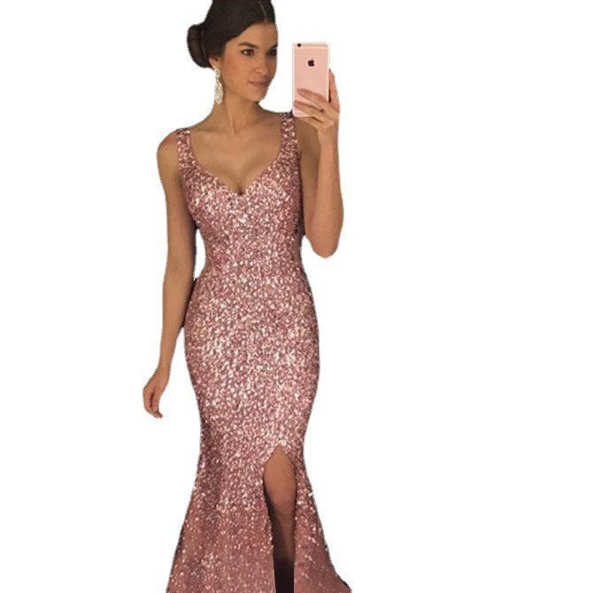 Dame Elegant aftenkjole med glitrende effekt og figursyet snit Stilla
