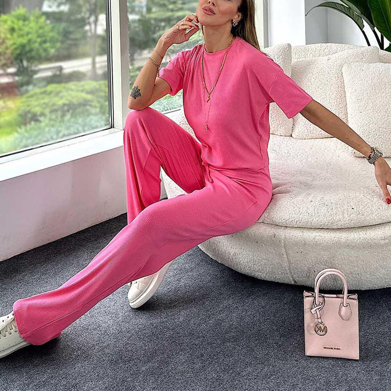 Dame Ripp-jumpsuit med elastisk taljejustering og bredt ben Stilla