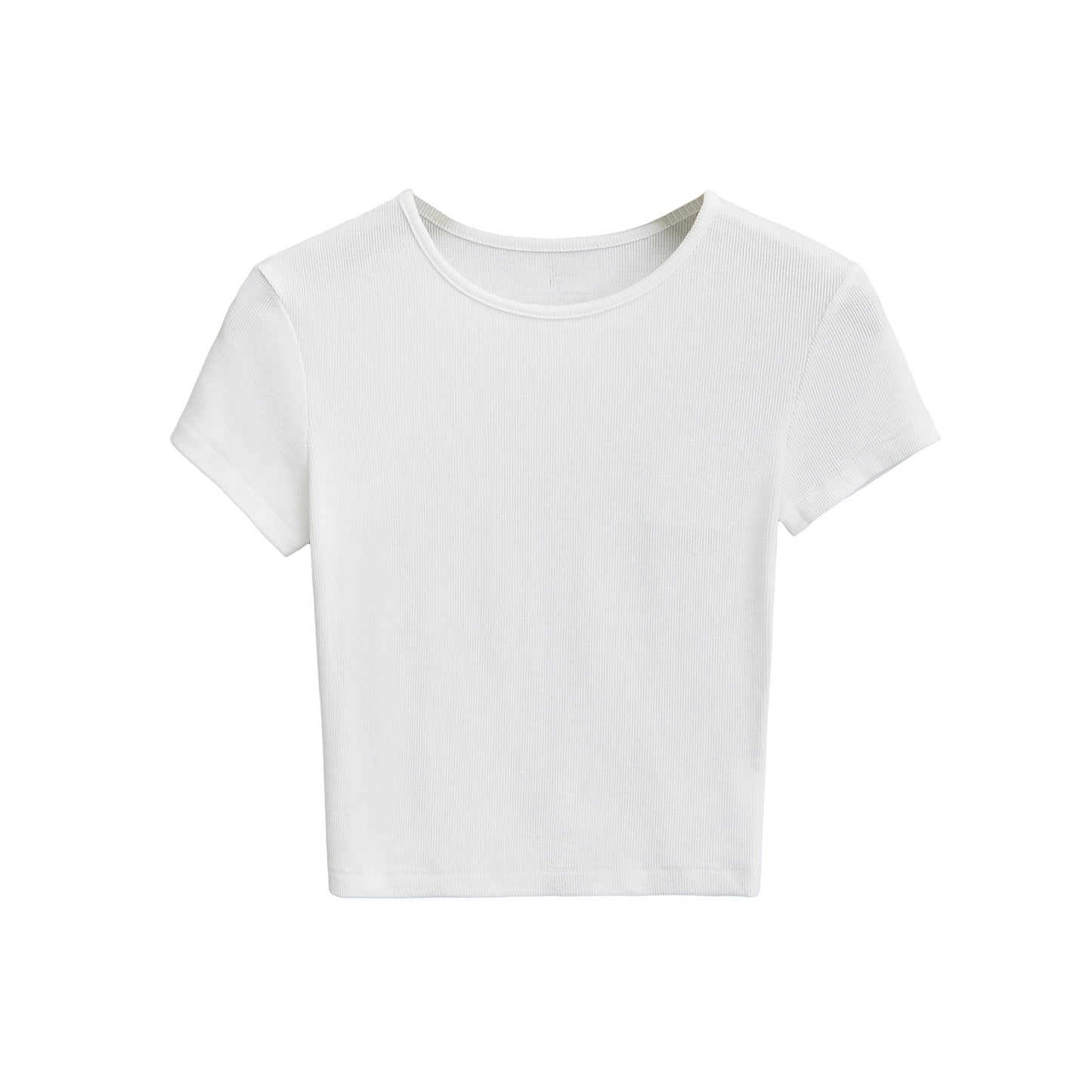 Dame cropped T-shirt med fin ribstruktur og elastisk snit Stilla