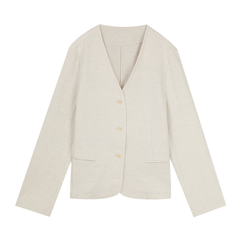 Dame elegant blazerjakke med blødt stof og minimalistisk knaplukning Stilla