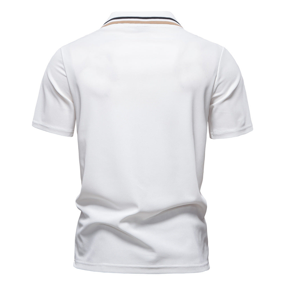 Herre polo T-shirt med elegante kontraststriber og praktisk brystlomme Stilla