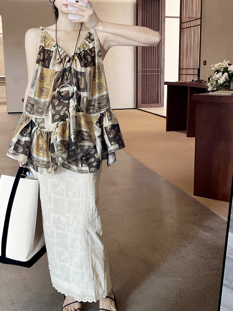 Dame afslappet sommeroverdel med unikt trykdesign Stilla