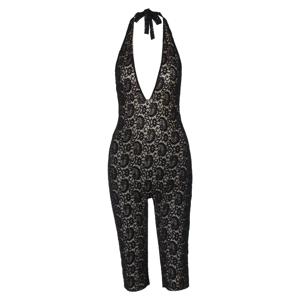 Dame Elegant Jumpsuit i eksklusiv blonde med dyb V-udskæring og tætsiddende pasform Stilla