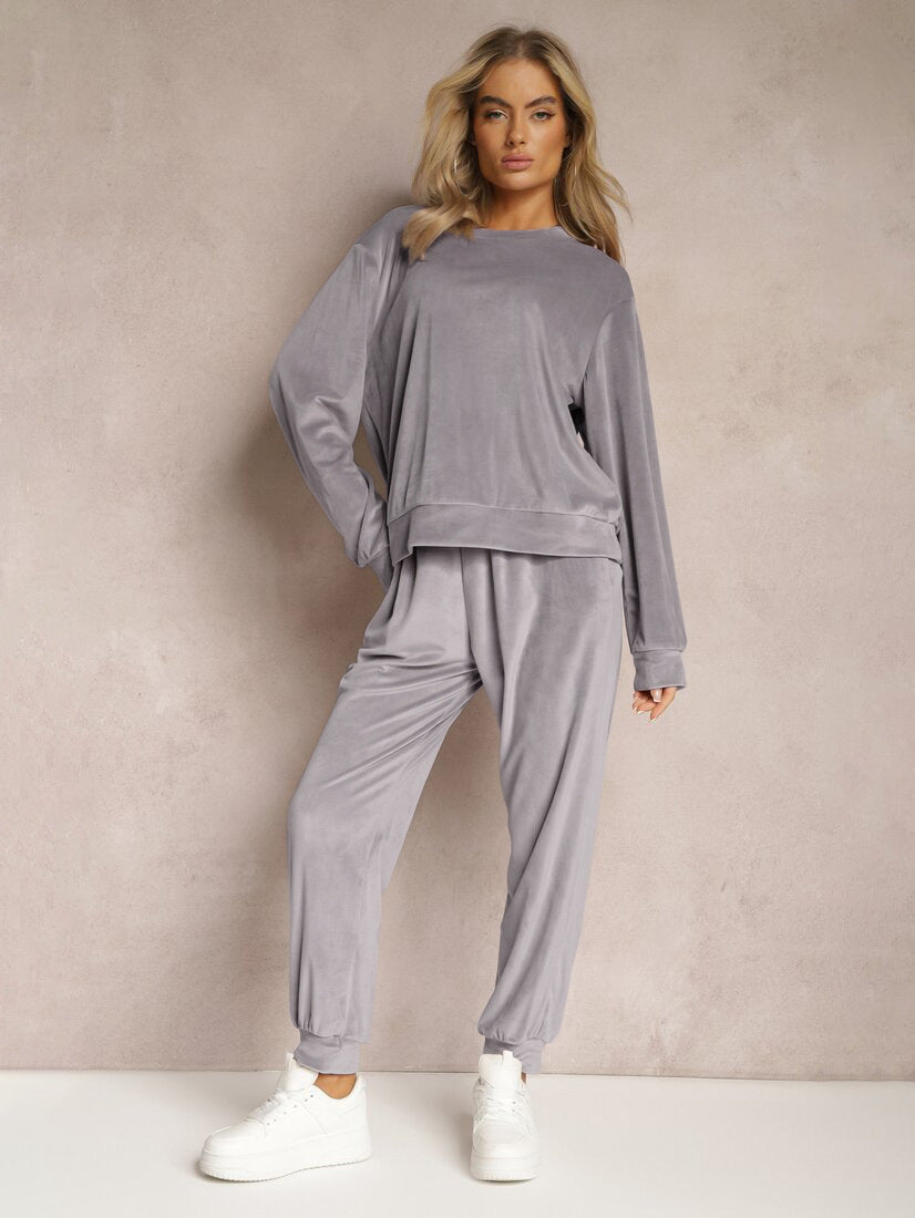 Dame afslappet lounge-sæt i blødt velour Stilla