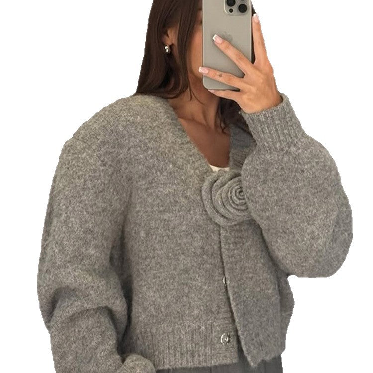 Dame cropped Chiffon-jakke med blomsterapplikationer Stilla