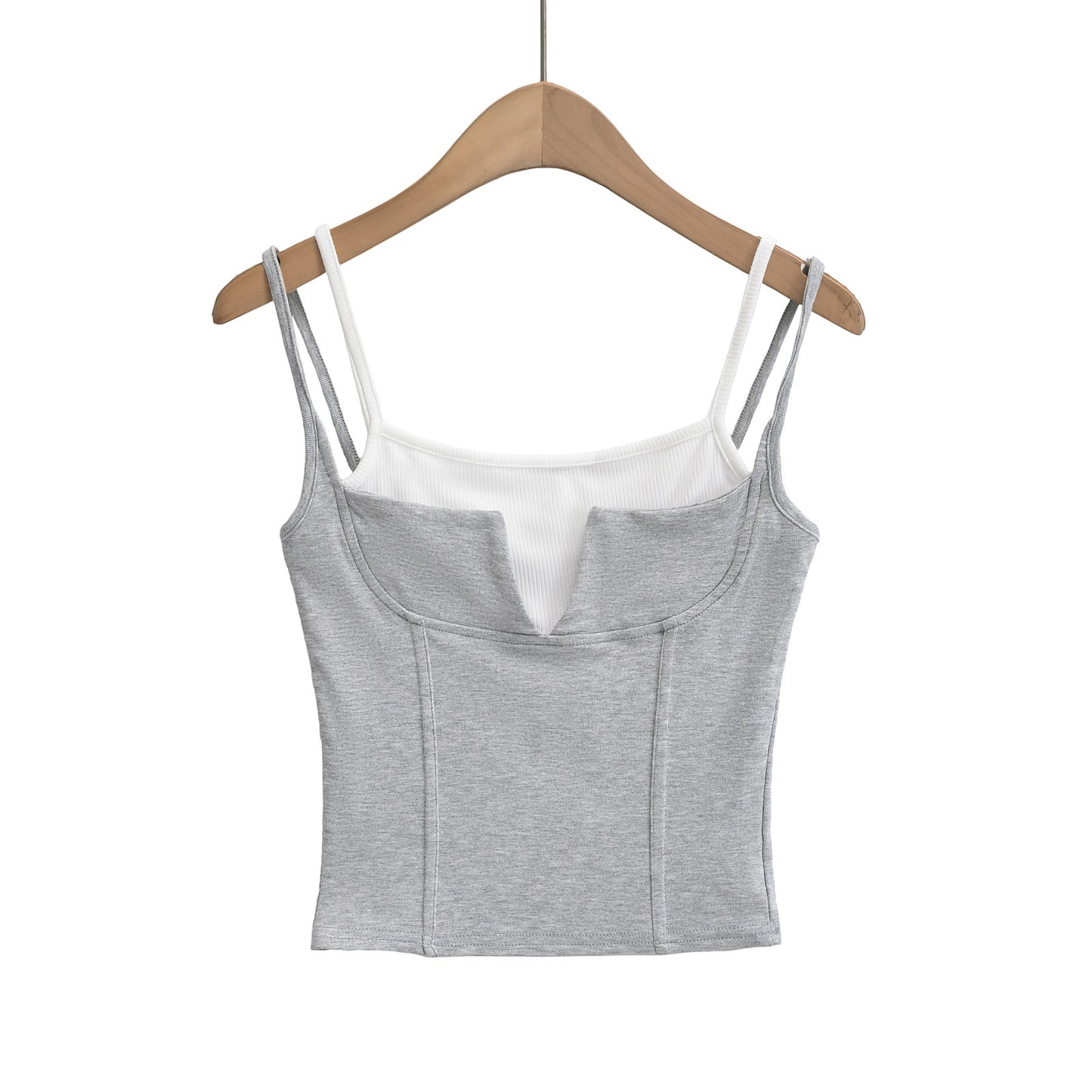 Dame cropped top med dobbelt stropdesign og moderigtigt V-udskæring Stilla