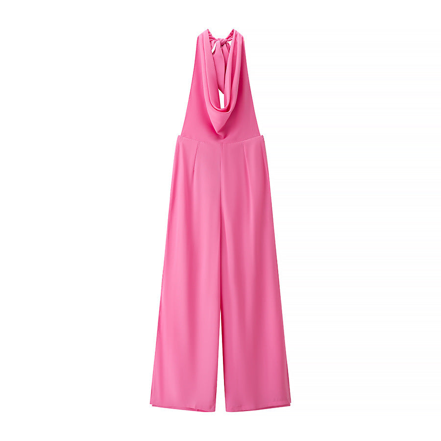 Dame elegant jumpsuit med asymmetrisk rygudskæring og bredt ben Stilla