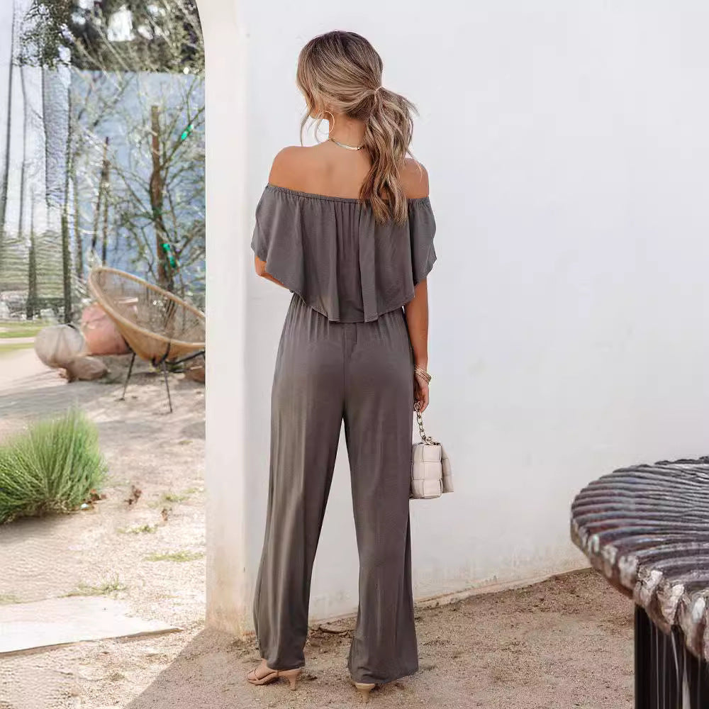 Dame Off-Shoulder Bredbenet Jumpsuit Stilla