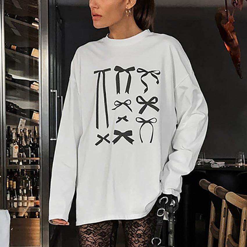 Dame afslappet oversized T-shirt med unikt grafisk print Stilla